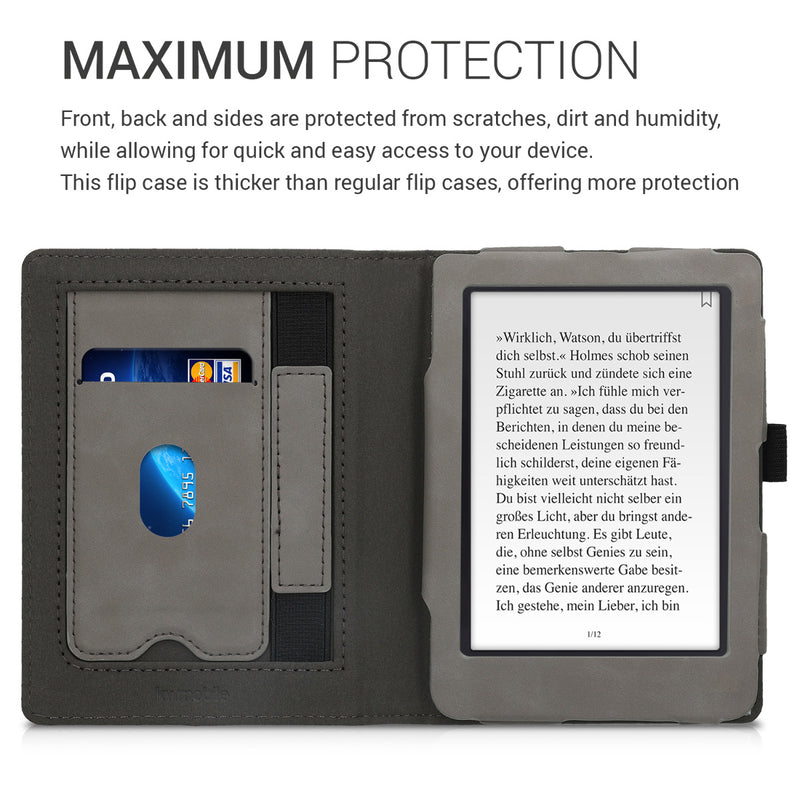 kwmobile Schutzhülle kompatibel mit Tolino Shine 3 Flip Hülle - Cover mit Handschlaufe