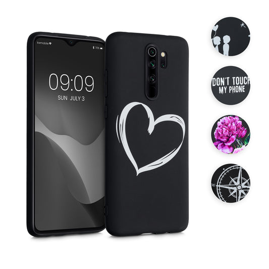 kwmobile Hülle kompatibel mit Xiaomi Redmi Note 8 Pro - Handyhülle Silikon Case - Don't touch my Phone Weiß Schwarz Weiß  [dsg01]