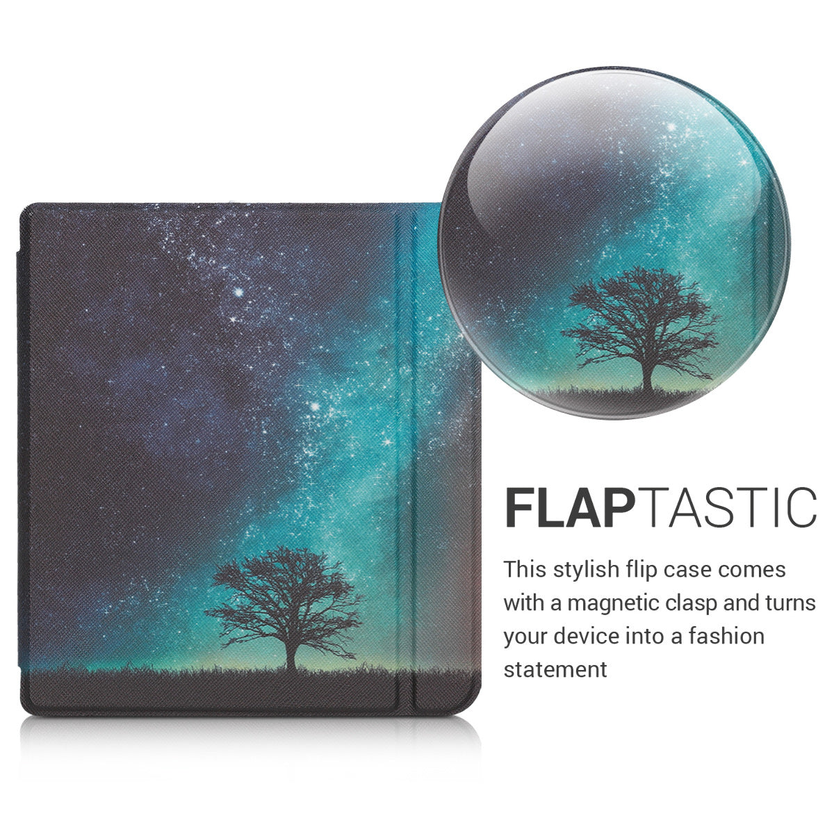 kwmobile Schutzhülle für Kobo Libra H2O Hülle - eReader Flip Case mit Auto Sleep Funktion - Travel Schriftzug mit Mehrfarbig