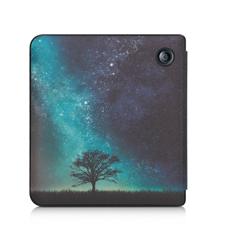kwmobile Schutzhülle für Kobo Libra H2O Hülle - eReader Flip Case mit Auto Sleep Funktion - Travel Schriftzug mit Mehrfarbig