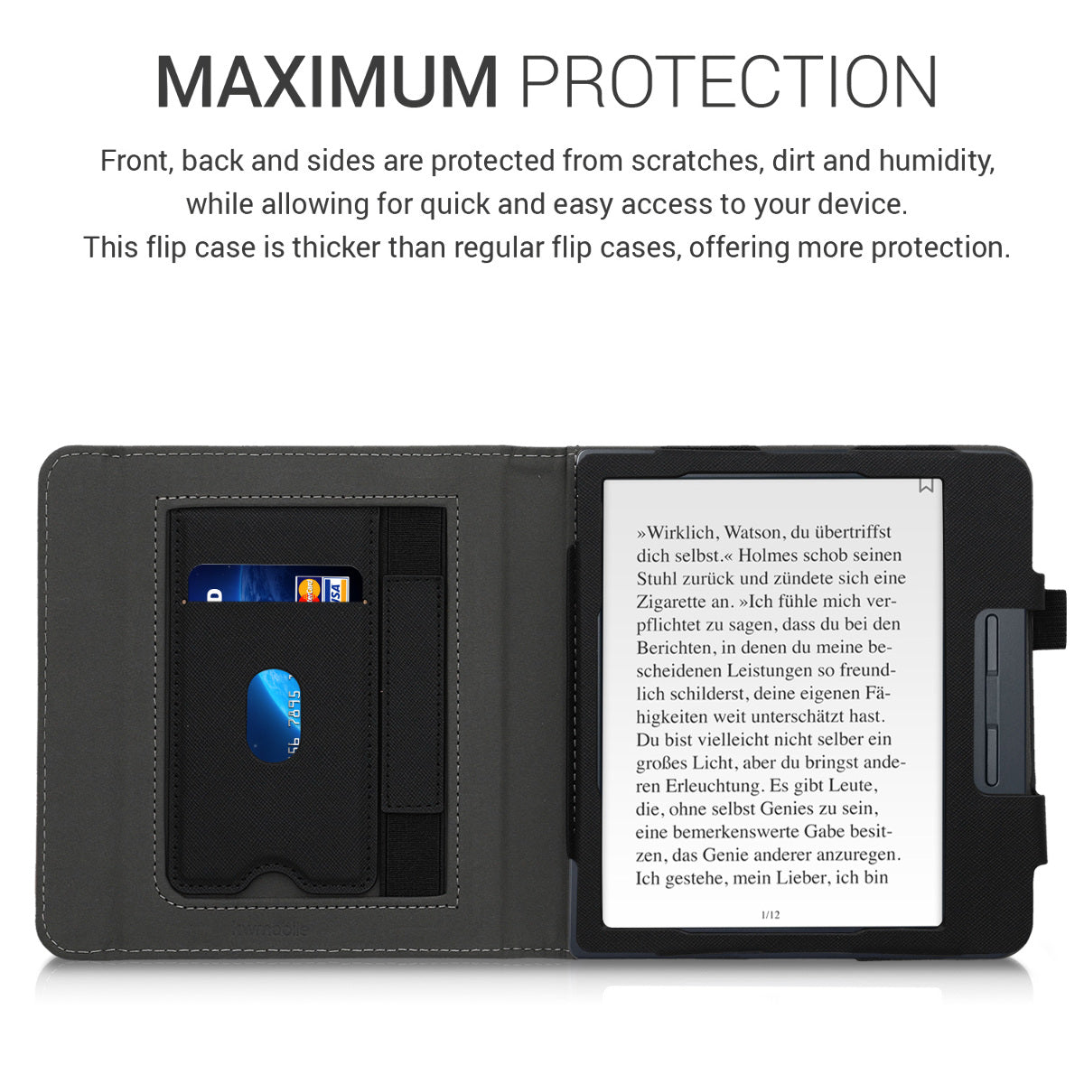 kwmobile Flip Cover kompatibel mit Kobo Libra H2O - Hülle mit Handschlaufe