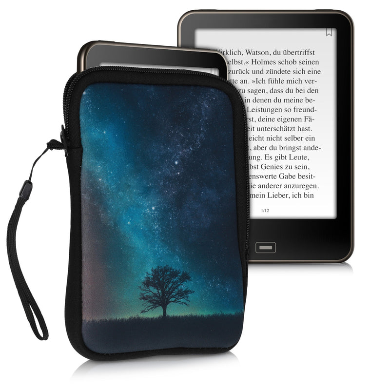 kwmobile Tasche für eReader Schutzhülle Galaxie Baum Wiese 17 x 12 x 2 cm Innenmaße