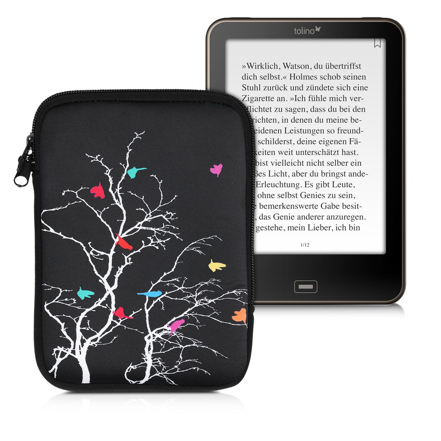kwmobile Tasche für eReader Schutzhülle Galaxie Baum Wiese 17 x 12 x 2 cm Innenmaße