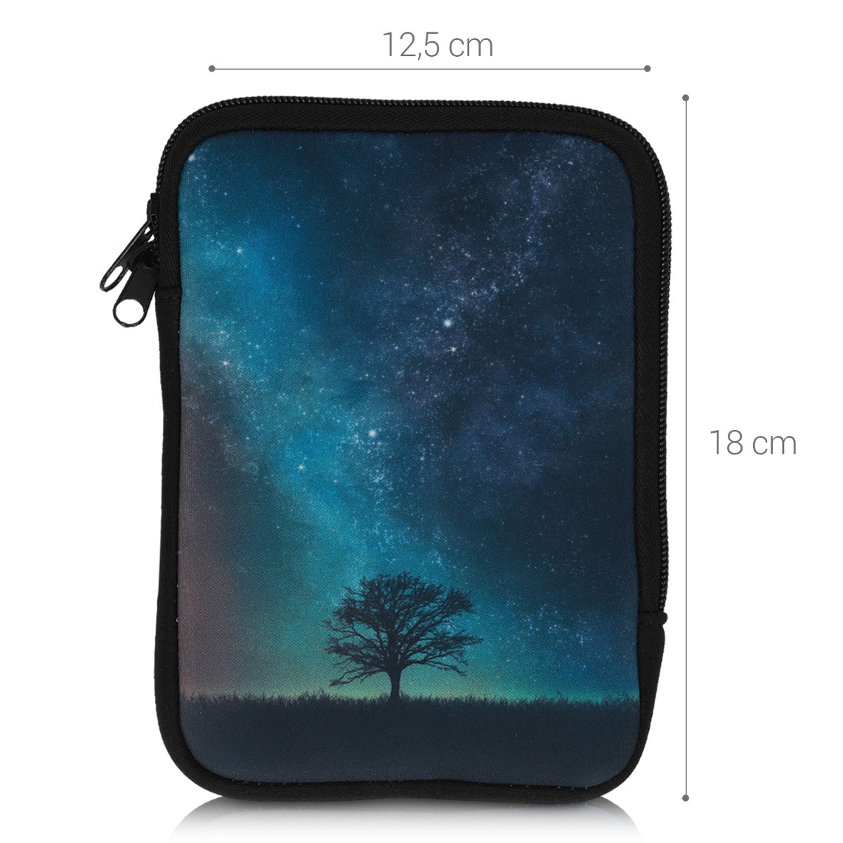 kwmobile Tasche für eReader Schutzhülle Galaxie Baum Wiese 17 x 12 x 2 cm Innenmaße