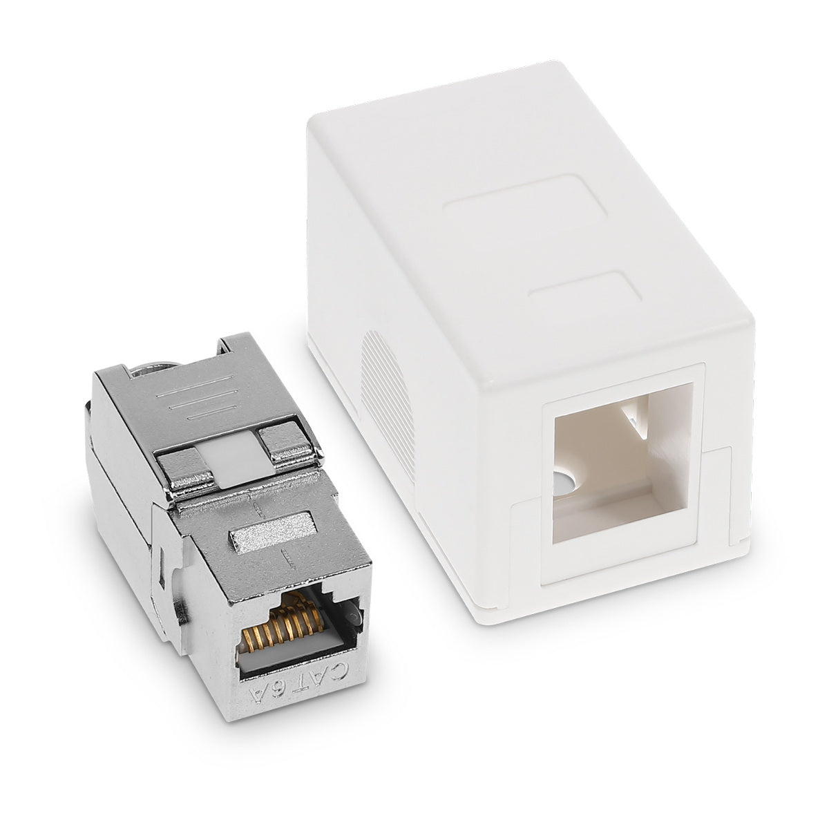 kwmobile 5x CAT 6A Aufputz Netzwerkdose inkl. 5x Keystone Module - 1 Port RJ45 Buchse 10 Gbit/s - Netzwerk LAN Aufputzdose Internetdose Set in Weiß Weiß  