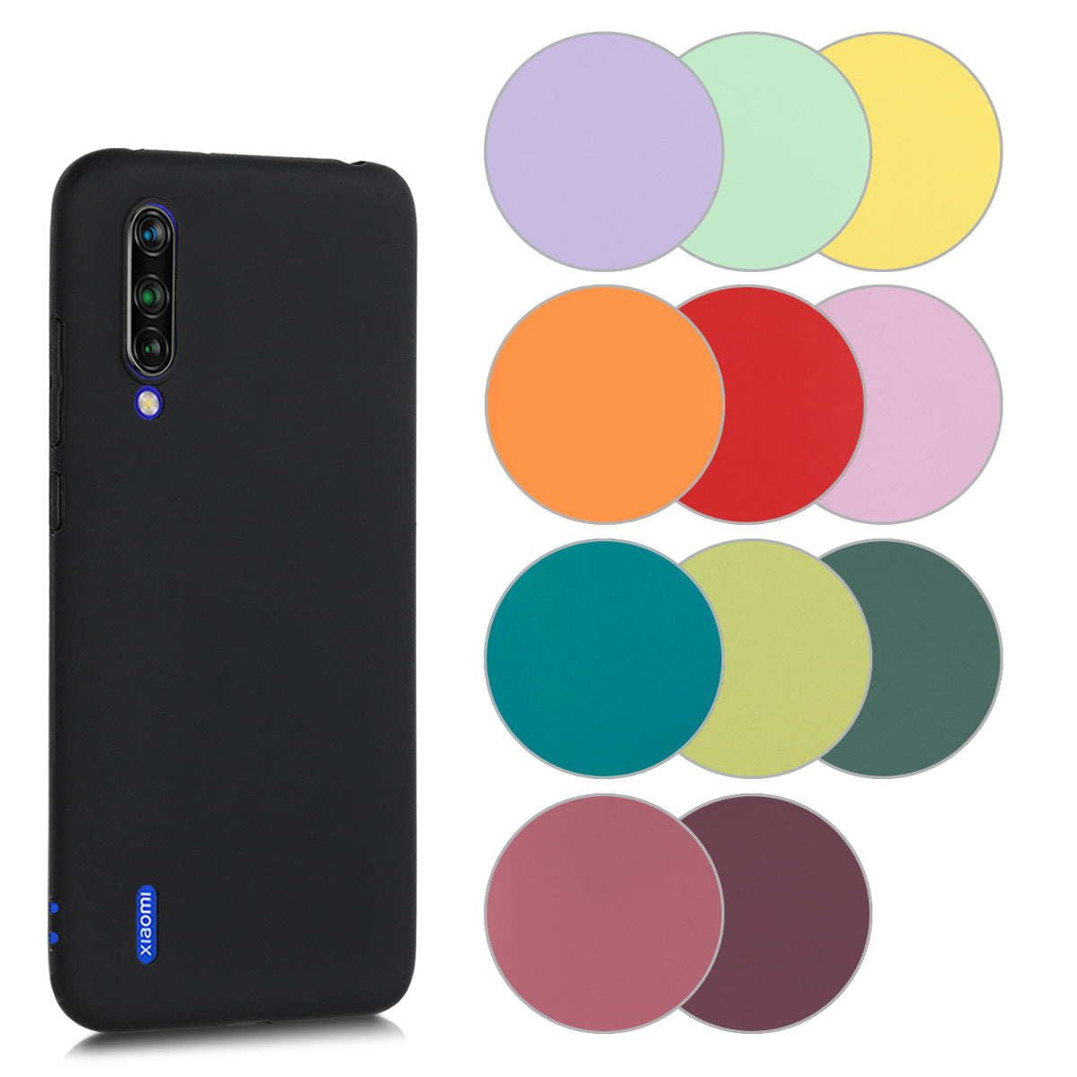 kwmobile Hülle kompatibel mit Xiaomi Mi 9 Lite Hülle - weiches TPU Silikon Case - Cover geeignet für kabelloses Laden - Schwarz matt Schwarz matt  