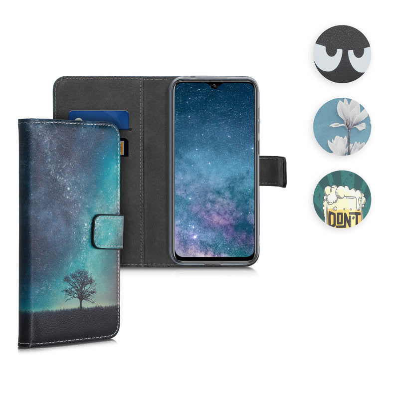 kwmobile Wallet Case kompatibel mit Ulefone Note 7 (2019) Hülle - Cover mit Ständer und Kartenfächern - Don't touch my Phone Weiß Schwarz Weiß  [dsg02]