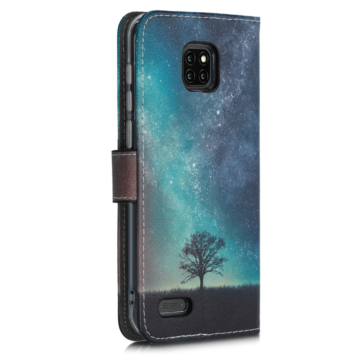 kwmobile Wallet Case kompatibel mit Ulefone Note 7 (2019) Hülle - Cover mit Ständer und Kartenfächern - Don't touch my Phone