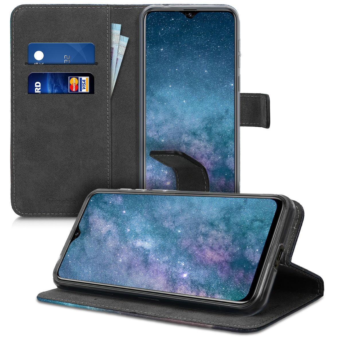 kwmobile Wallet Case kompatibel mit Ulefone Note 7 (2019) Hülle - Cover mit Ständer und Kartenfächern - Don't touch my Phone