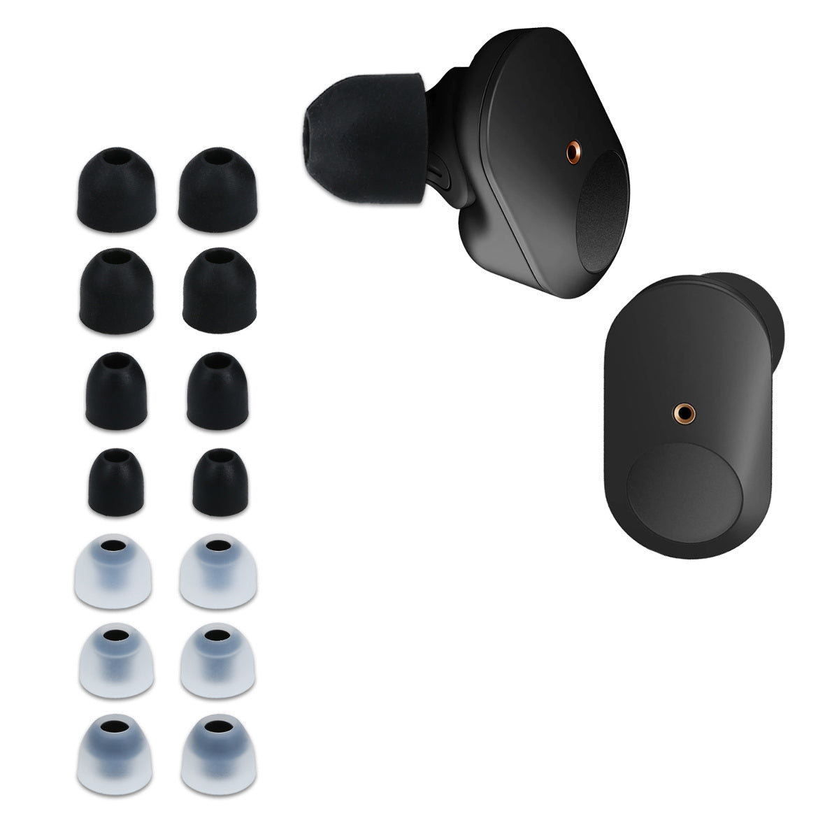 kwmobile Ersatzpolster kompatibel mit Sony WF-1000XM3 / WF-1000XM4 / WF-1000XM5 - 4 Größen - Ohrstöpsel In-Ear Kopfhörer - Polster
