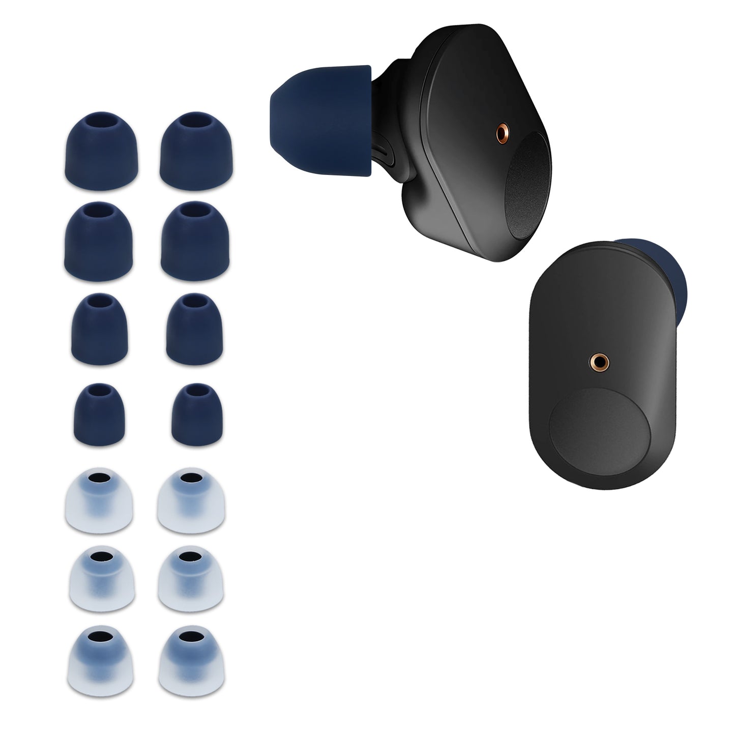 kwmobile Ersatzpolster kompatibel mit Sony WF-1000XM3 / WF-1000XM4 / WF-1000XM5 - 4 Größen - Ohrstöpsel In-Ear Kopfhörer - Polster
