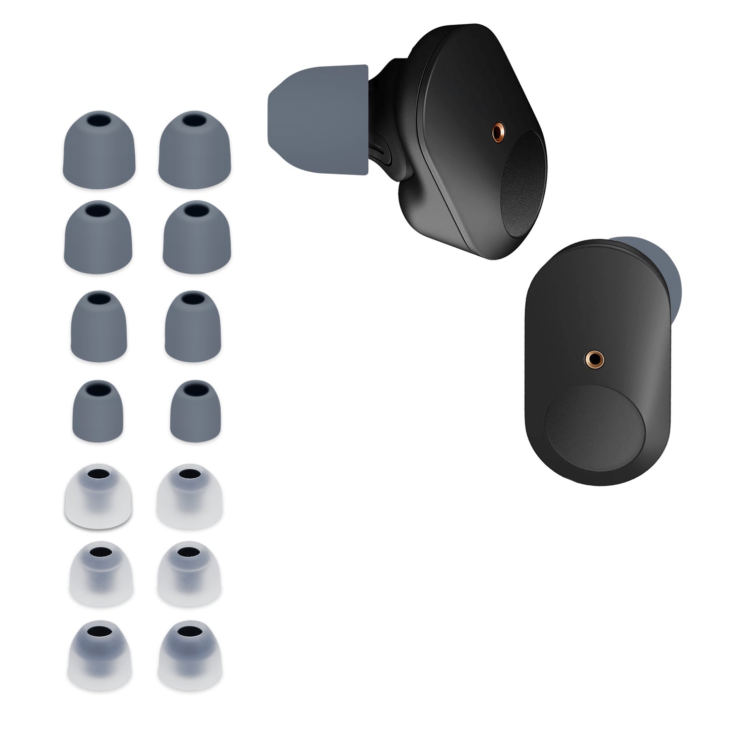 kwmobile Ersatzpolster kompatibel mit Sony WF-1000XM3 / WF-1000XM4 / WF-1000XM5 - 4 Größen - Ohrstöpsel In-Ear Kopfhörer - Polster