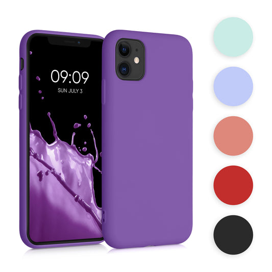 kwmobile Hülle kompatibel mit Apple iPhone 11 Hülle - gummierte TPU Silikon Handyhülle - Schutzhülle für kabelloses Laden - Case in Helle Iris Helle Iris  