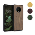 kwmobile Hülle kompatibel mit OnePlus 7T Hülle - Holz Case - stoßfestes Handy Cover - TPU Handyhülle in Dunkelbraun Dunkelbraun  