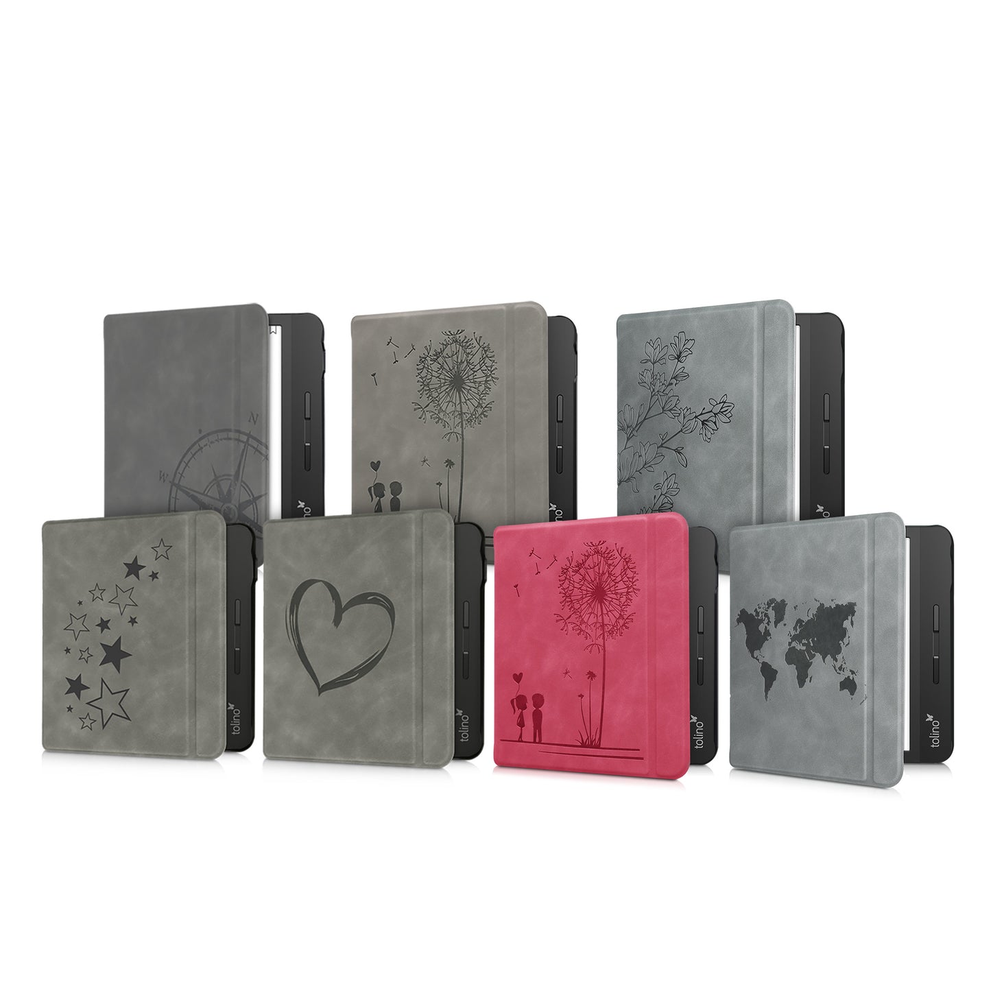 kwmobile Schutzhülle für Tolino Vision 5 Hülle - eReader Case aus Kunstleder mit Auto Sleep Funktion - Pusteblume Love