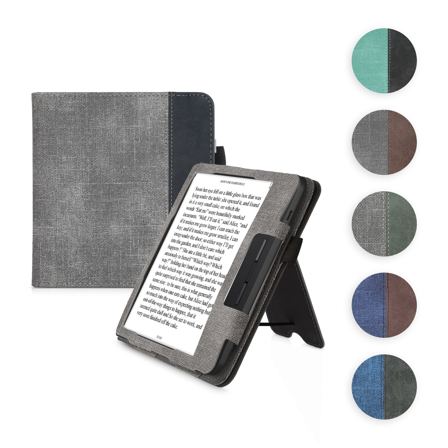 kwmobile Hülle kompatibel mit Tolino Vision 5 Hülle - Flip Case mit Handschlaufe - Kunstleder Cover - Rot Dunkelgrau Rot  [dsg07]
