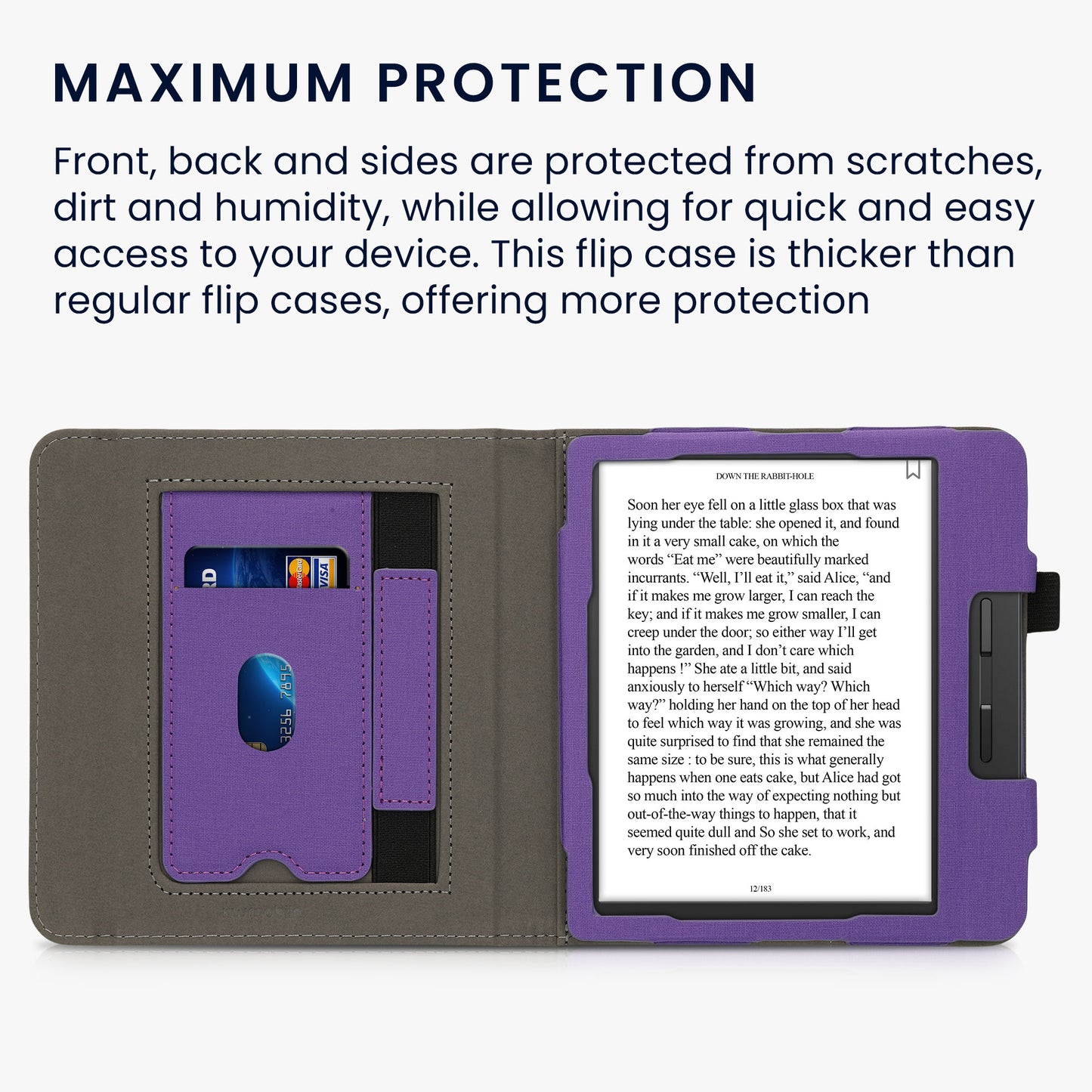 kwmobile Hülle kompatibel mit Tolino Vision 5 Hülle - Flip Case mit Handschlaufe - Cover