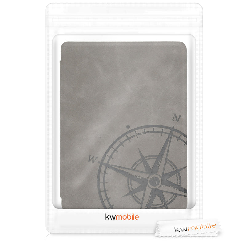 kwmobile Schutzhülle für Tolino Page 2 Hülle - eReader Case aus Kunstleder mit Auto Sleep Funktion - Herz Brush