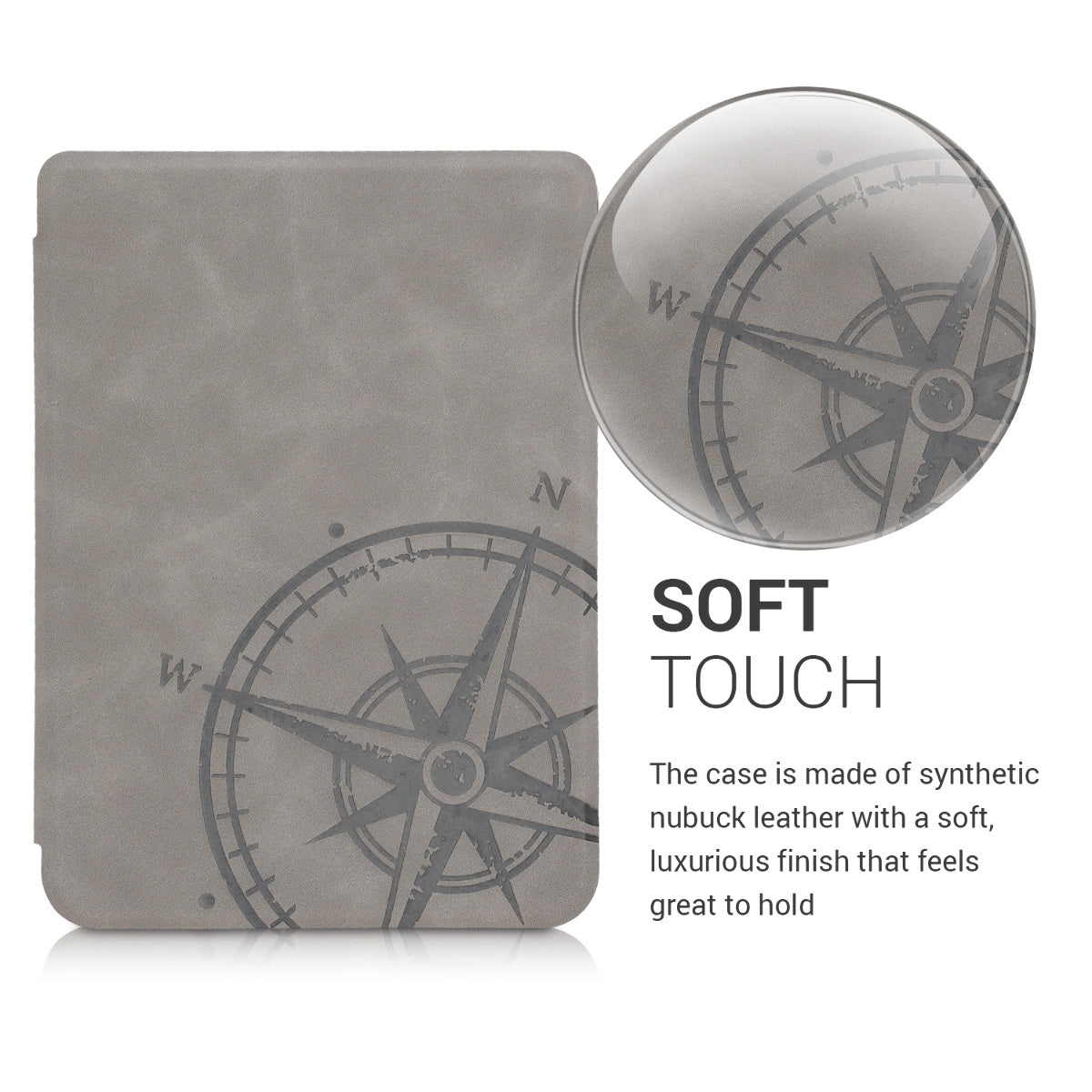 kwmobile Schutzhülle für Tolino Page 2 Hülle - eReader Case aus Kunstleder mit Auto Sleep Funktion - Herz Brush