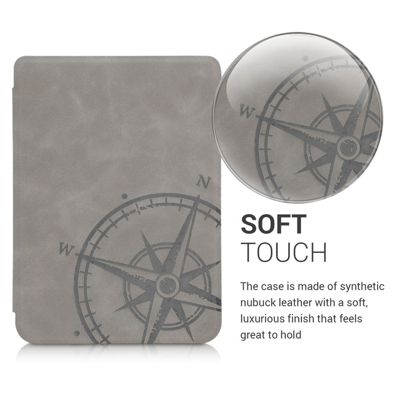 kwmobile Schutzhülle für Tolino Page 2 Hülle - eReader Case aus Kunstleder mit Auto Sleep Funktion - Herz Brush