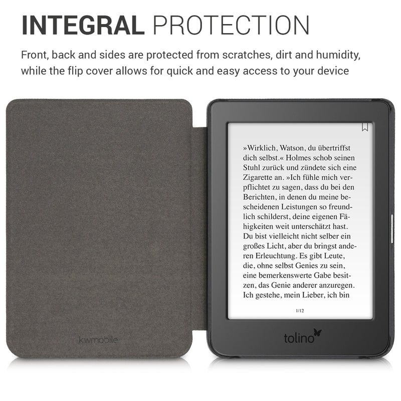 kwmobile Schutzhülle für Tolino Page 2 Hülle - eReader Case aus Kunstleder mit Auto Sleep Funktion - Herz Brush