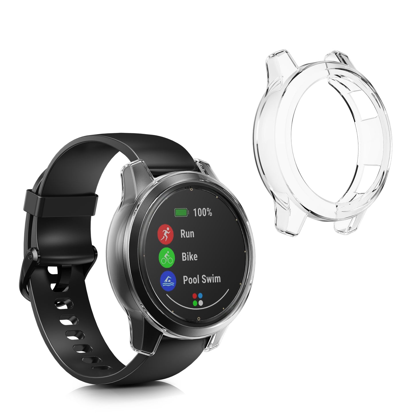 kwmobile Sport Schutzhülle kompatibel mit Garmin Vivoactive 4S Hülle Case ohne Tracker