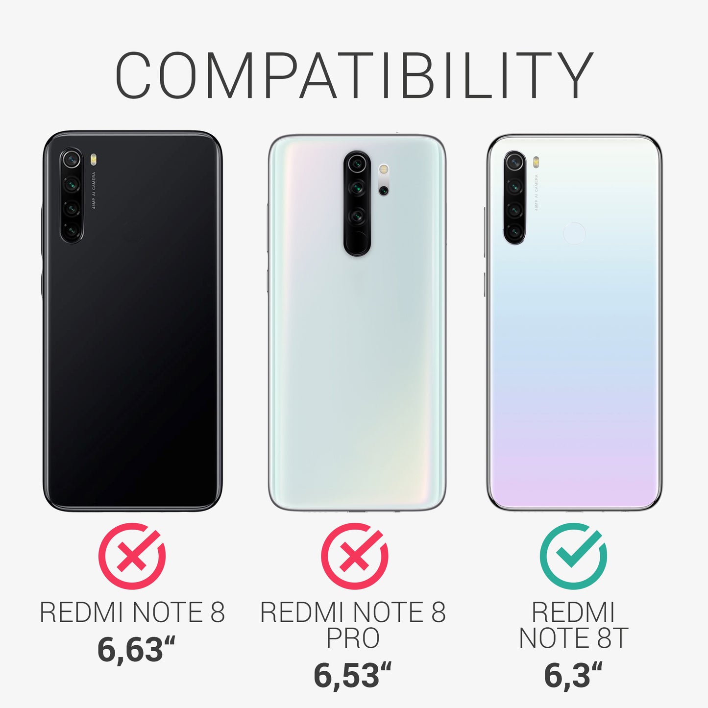 kwmobile Handyhülle für Xiaomi Redmi Note 8T - Kabelloses Laden - Schutzhülle Cover