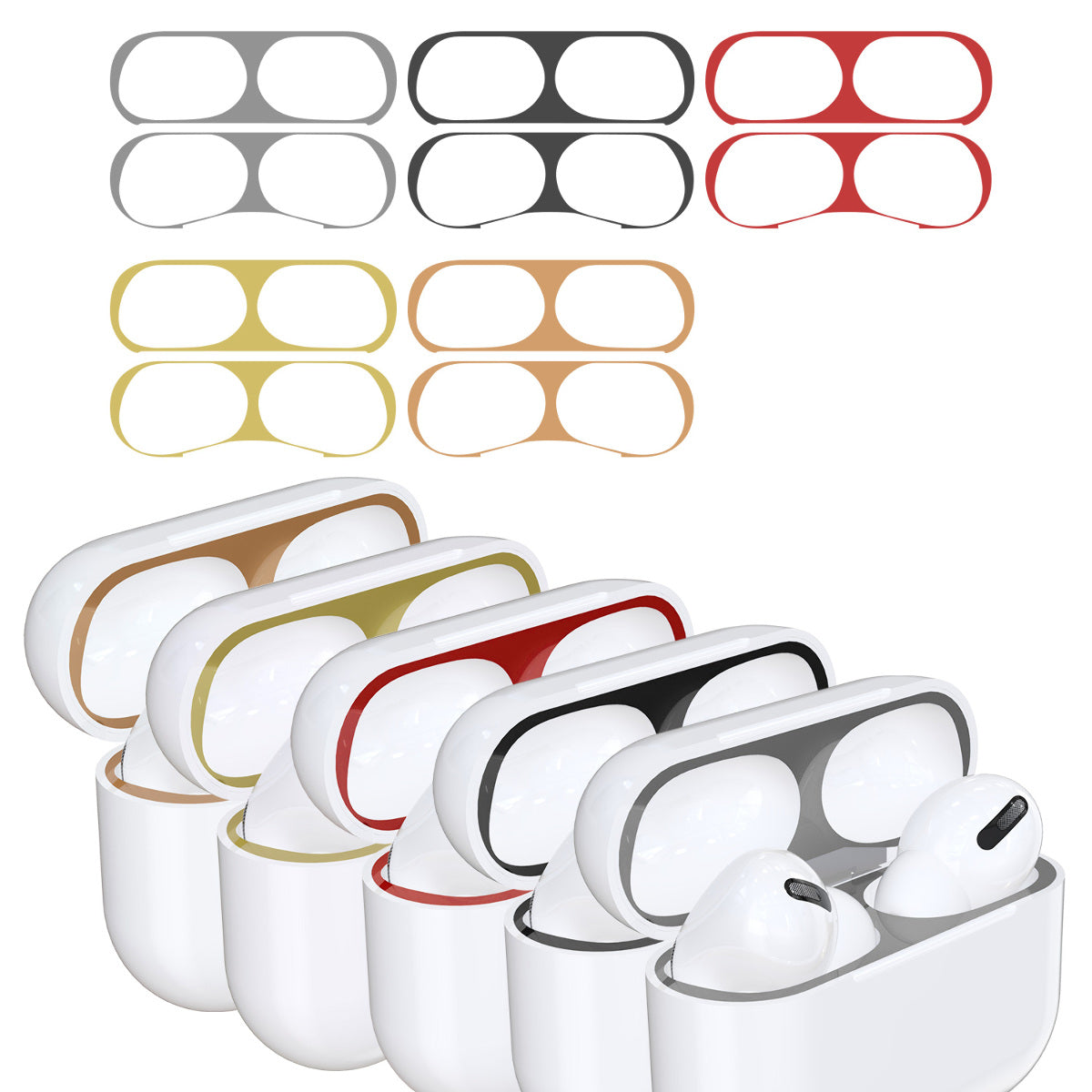 kwmobile Staubschutz Sticker kompatibel mit Apple AirPods Pro - Metallstaub Schutz Aufkleber Skins