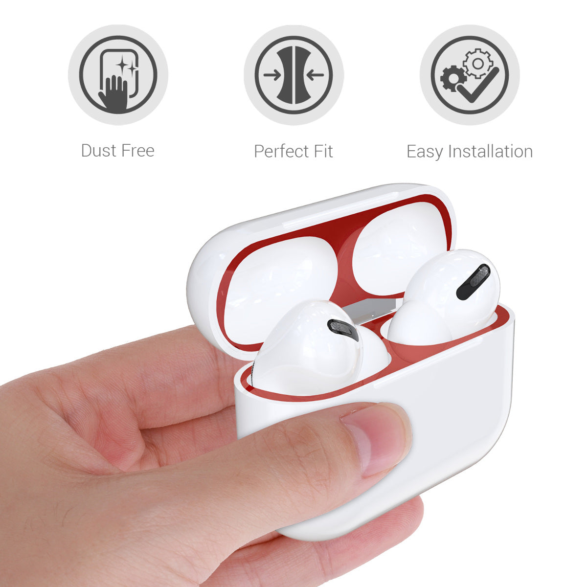 kwmobile Staubschutz Sticker kompatibel mit Apple AirPods Pro - Metallstaub Schutz Aufkleber Skins