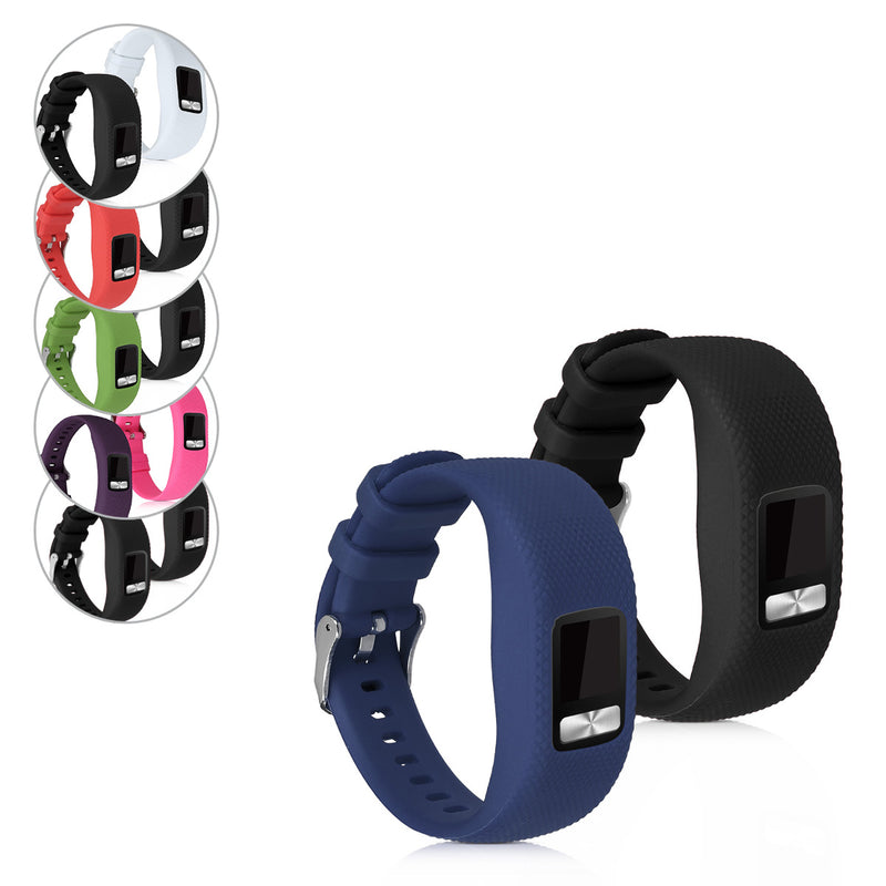 kwmobile Armband S kompatibel mit Garmin Vivofit 4 - 2x Fitnesstracker Sportarmband aus TPU und Silikon Schwarz  [dsg04]