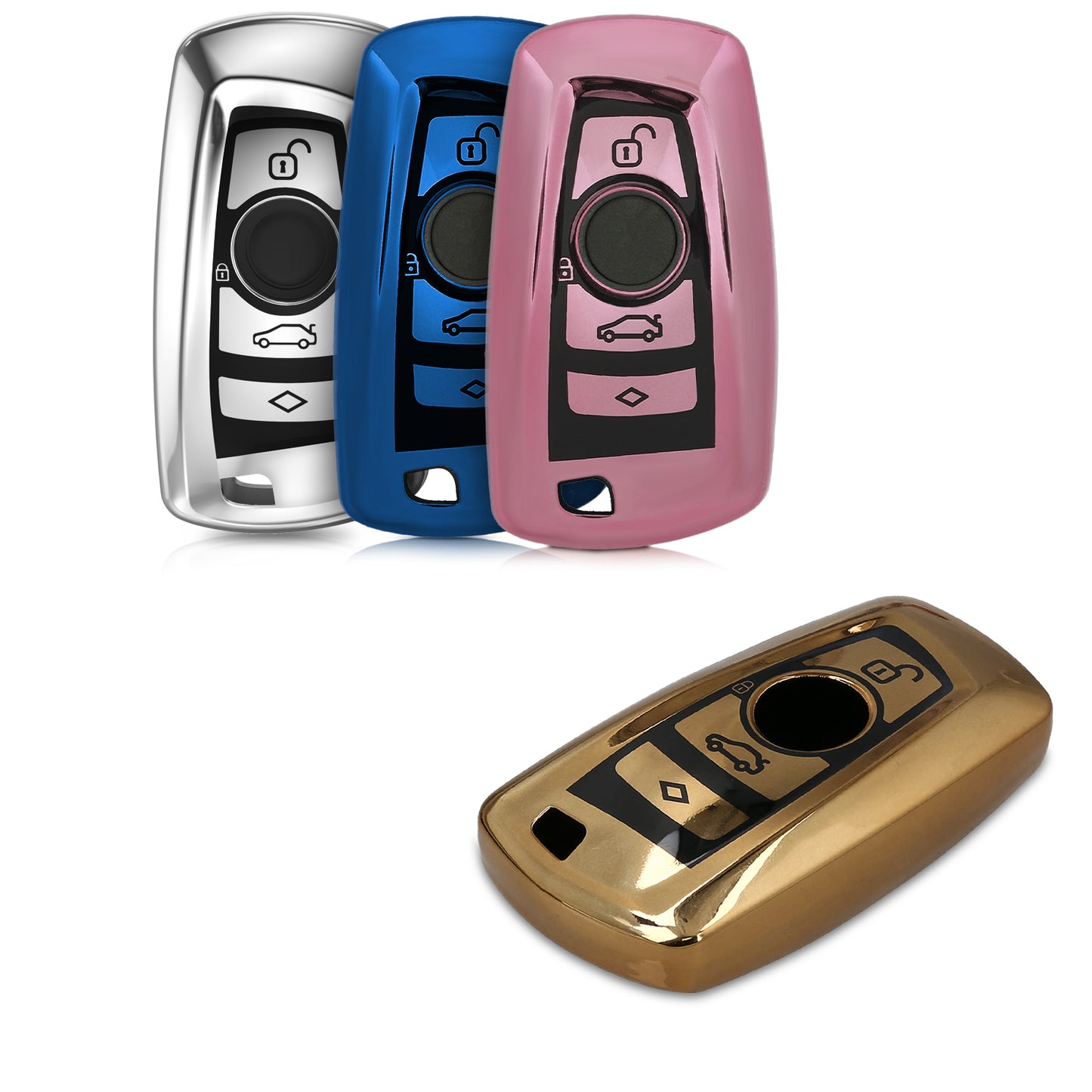kwmobile Autoschlüssel Hülle kompatibel mit BMW 3-Tasten Funk Autoschlüssel (nur Keyless Go) - Schlüsselhülle Silikon Cover
