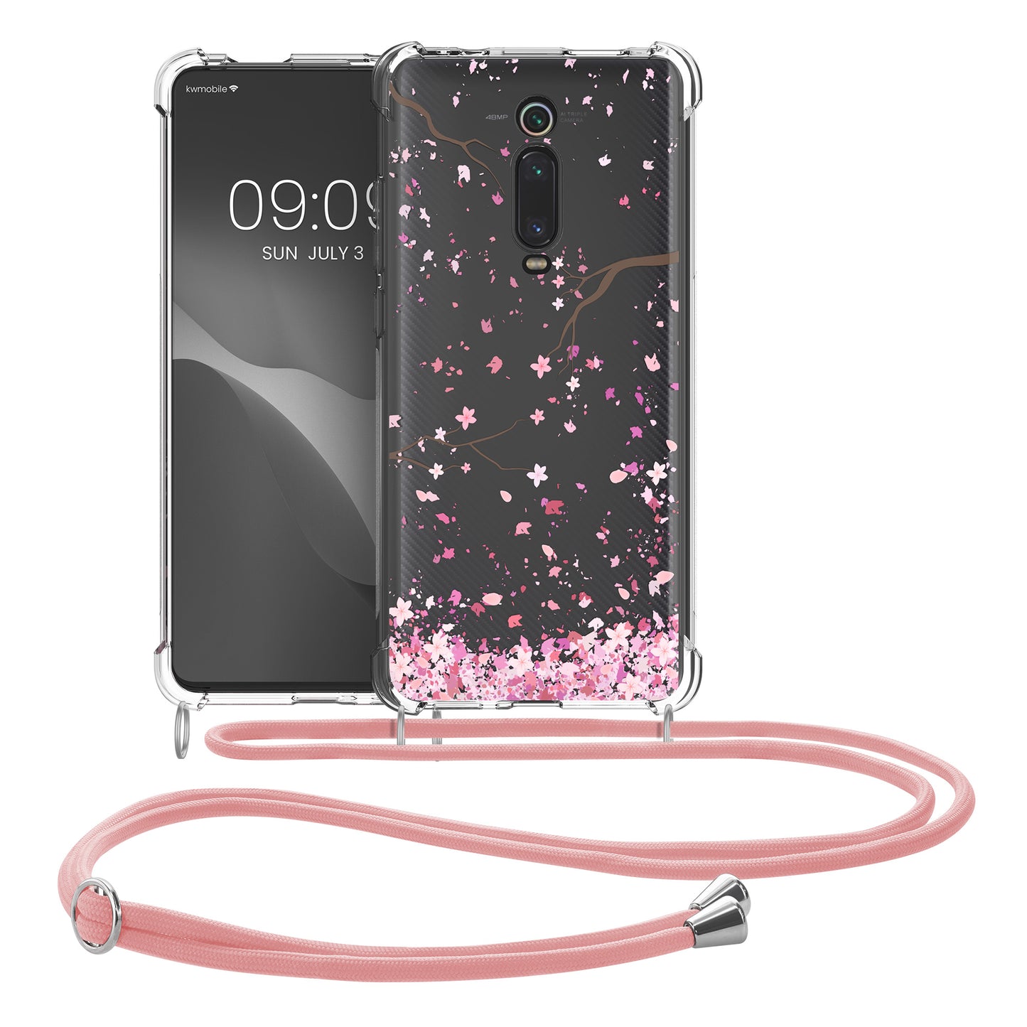 kwmobile Necklace Case kompatibel mit Xiaomi Mi 9T (Pro) / Redmi K20 (Pro) Hülle - Silikon Cover mit Handykette