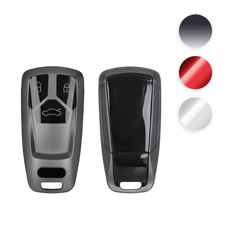 kwmobile Autoschlüssel Hülle kompatibel mit Audi 3-Tasten Smartkey Autoschlüssel (nur Keyless Go) - Schlüsselhülle Silikon Cover - Dunkelgrau Silber Dunkelgrau  [dsg03]