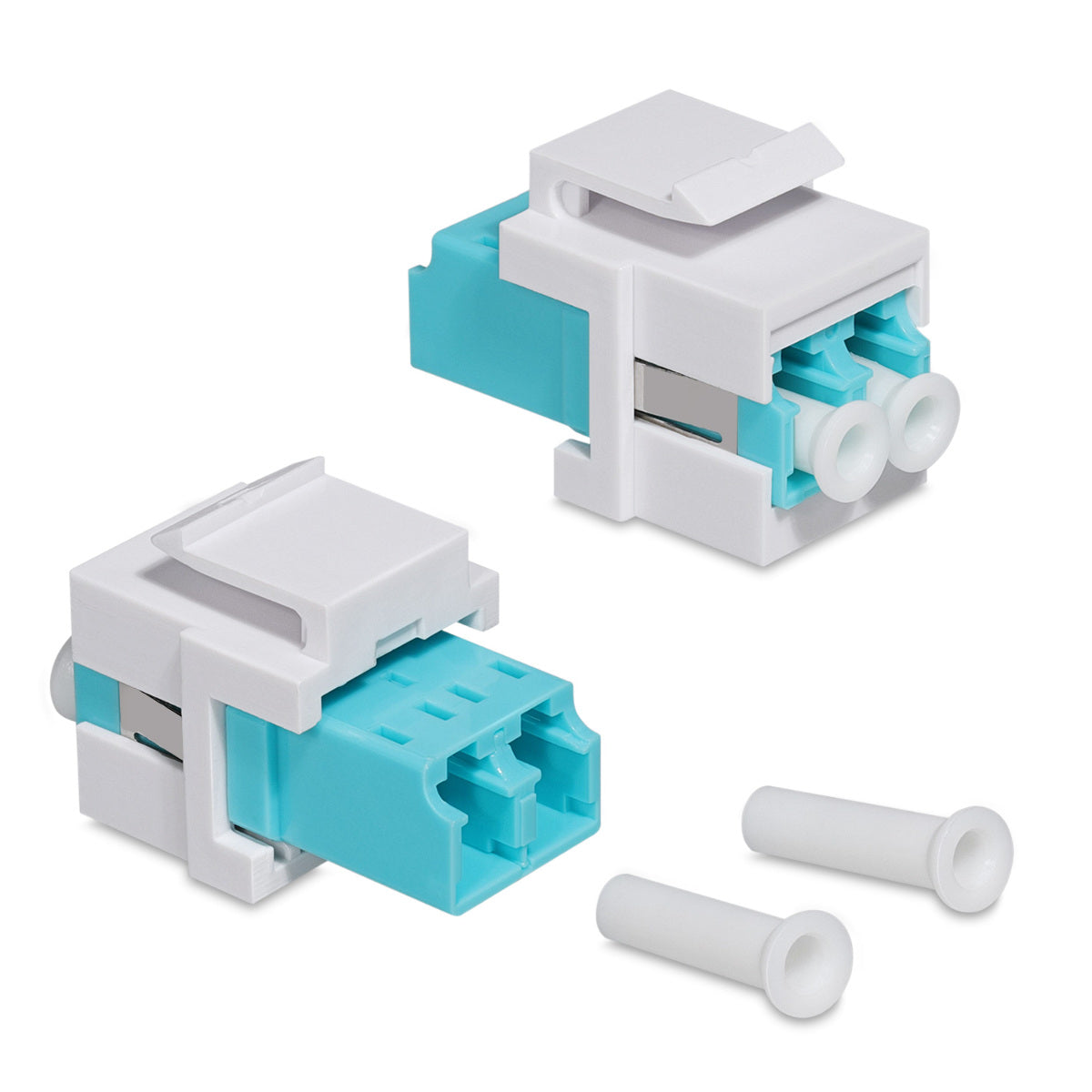 kwmobile 6x Keystone optisches Netzwerkkabel Modul - Kupplung Multimode Glasfaser - Anschluss für LC-Duplex Kabel an Patchpanel oder Anschlussdosen Weiß  