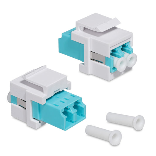 kwmobile 6x Keystone optisches Netzwerkkabel Modul - Kupplung Multimode Glasfaser - Anschluss für LC-Duplex Kabel an Patchpanel oder Anschlussdosen Weiß  