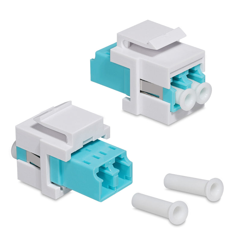 kwmobile 6x Keystone optisches Netzwerkkabel Modul - Kupplung Multimode Glasfaser - Anschluss für LC-Duplex Kabel an Patchpanel oder Anschlussdosen Weiß  