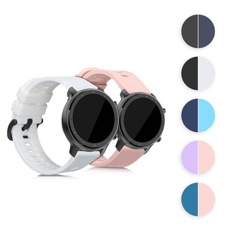 kwmobile 2x Uhrenarmband für Huami Amazfit GTR (47mm) / GTR 2 / GTR 2e / GTR3 / GTR 3 Pro Armband - Fitnesstracker Band Set aus TPU Silikon - Ersatzarmband Smartwatch - Anthrazit Petrol Anthrazit  