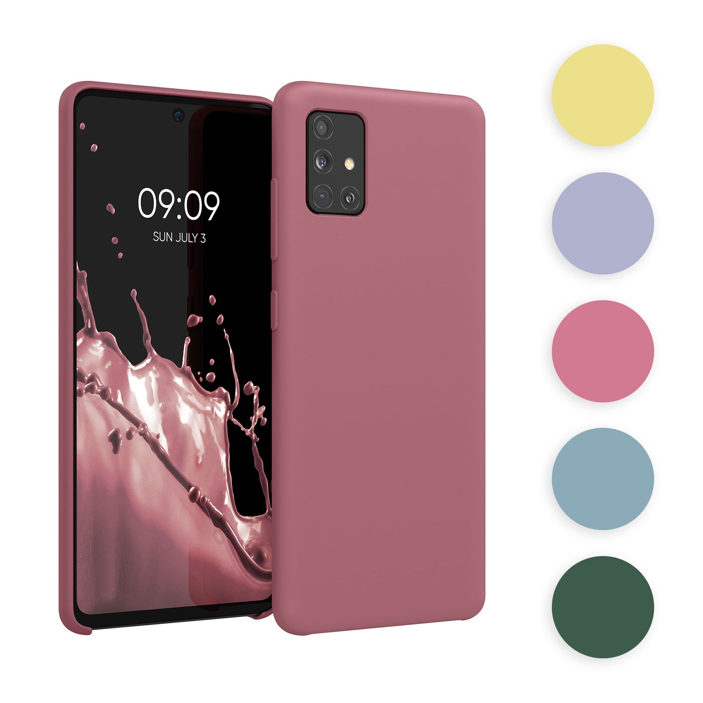 kwmobile Hülle kompatibel mit Samsung Galaxy A51 Hülle - Silikon Handy Case - Handyhülle weiche Oberfläche - kabelloses Laden - Rainwashed Grün Rainwashed Grün  