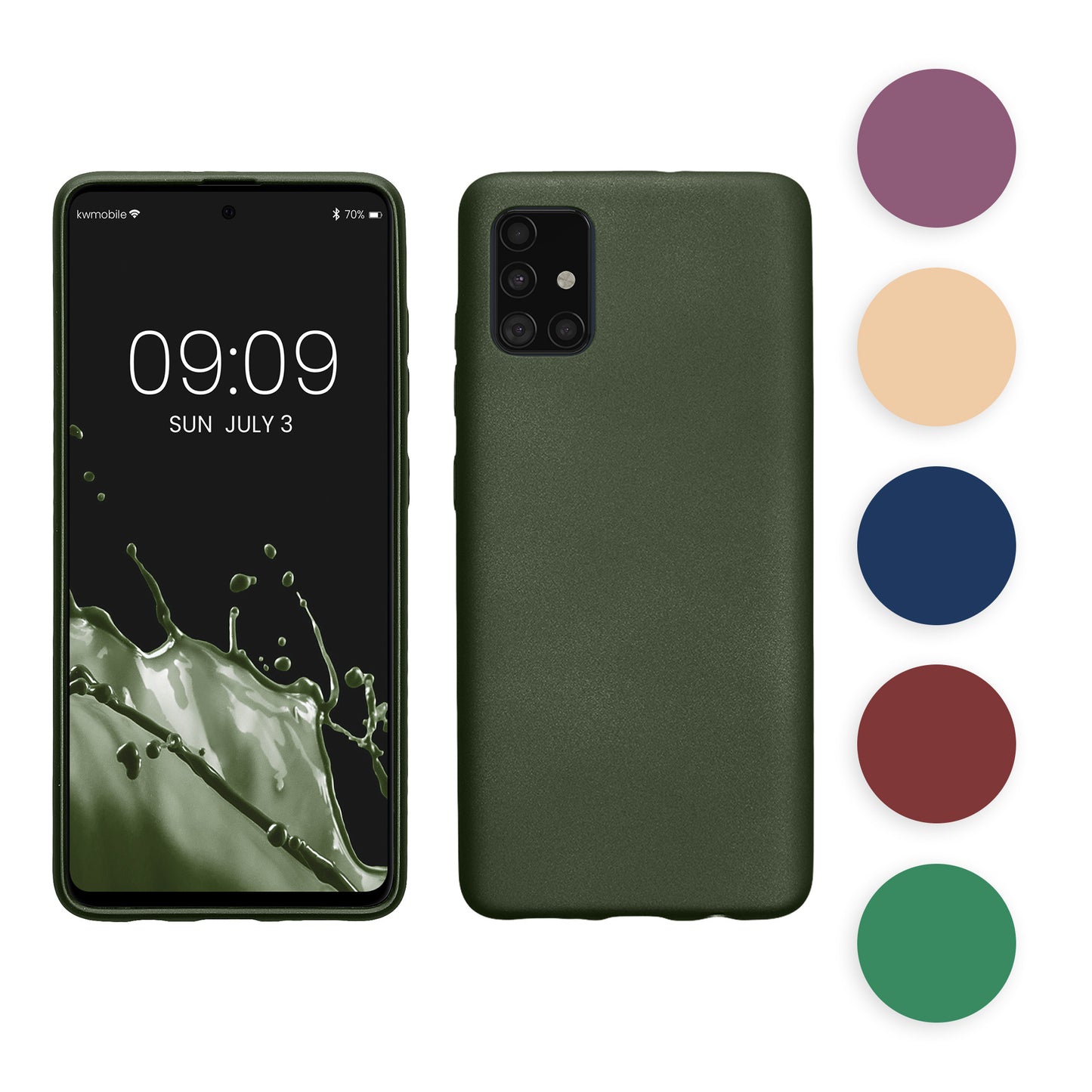 kwmobile Case kompatibel mit Samsung Galaxy A51 Hülle - Schutzhülle aus Silikon metallisch schimmernd - Handyhülle Metallic Tannengrün Metallic Tannengrün  