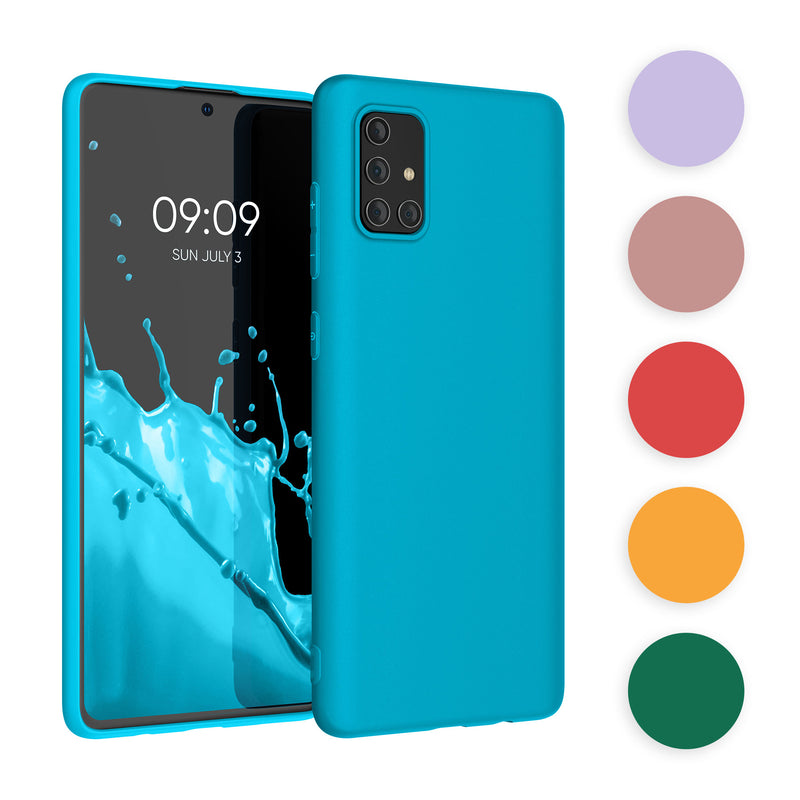 kwmobile Hülle kompatibel mit Samsung Galaxy A71 Hülle - weiches TPU Silikon Case - Cover geeignet für kabelloses Laden - Graugrün Graugrün  