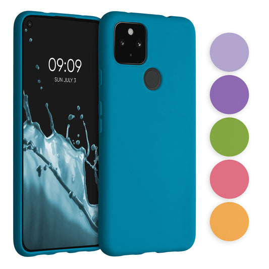 kwmobile Hülle kompatibel mit Google Pixel 4a 5G Hülle - weiches TPU Silikon Case - Cover geeignet für kabelloses Laden - Hellblau matt Hellblau matt  