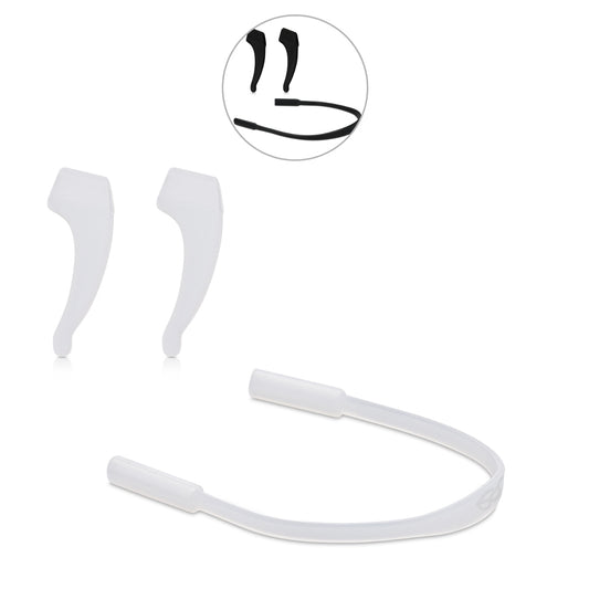 kwmobile Antirutsch Halterung und Brillenband für Brillenbügel Set - 4x L Silikon Ohrbügel Haken und 2x Band für Brille Schwarz Schwarz  