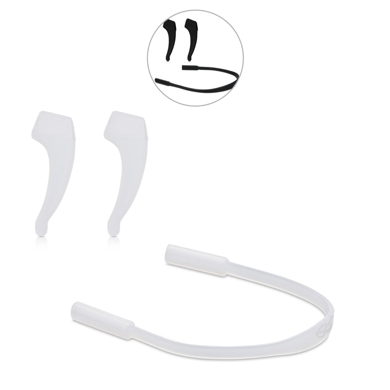 kwmobile Antirutsch Halterung und Brillenband für Brillenbügel Set - 4x L Silikon Ohrbügel Haken und 2x Band für Brille Schwarz Schwarz  