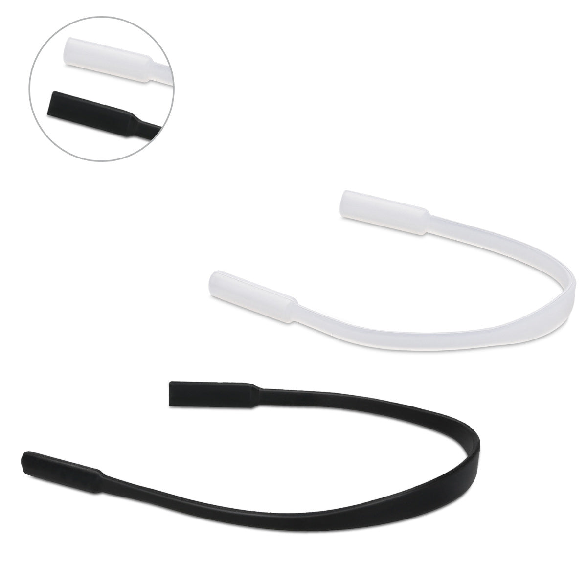 kwmobile Antirutsch Brillenband für Brillenbügel Set - 2x Silikon Sportband für Brille - Schwarz - Länge: 21 cm Schwarz  