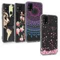 kwmobile Case kompatibel mit Samsung Galaxy M31 - Hülle Silikon transparent Kirschblütenblätter Rosa Dunkelbraun Transparent Rosa  [dsg01]