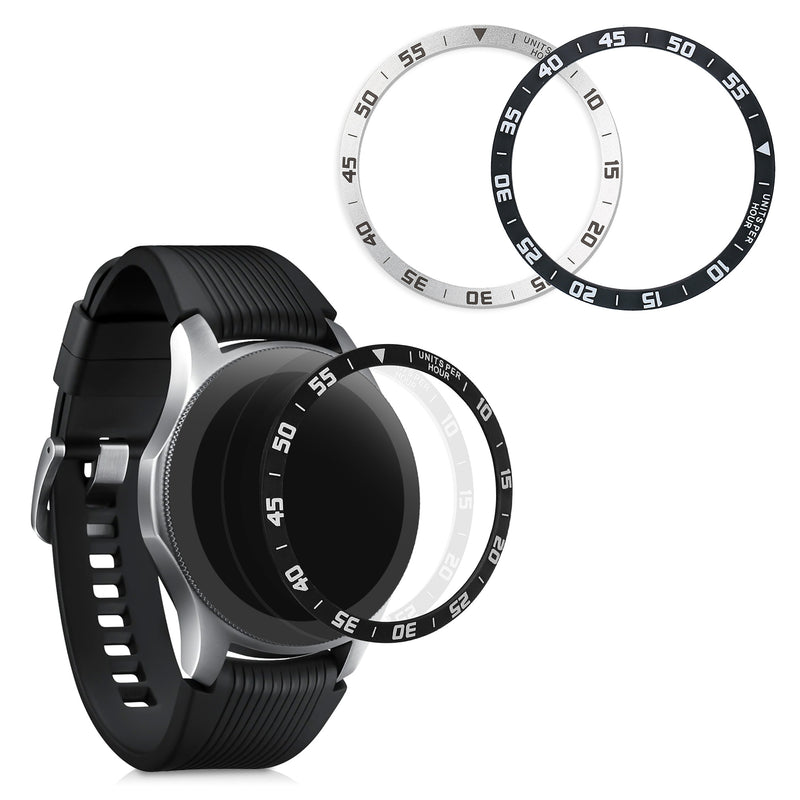 kwmobile Schutzring kompatibel mit Samsung Galaxy Watch (46mm) / Galaxy Gear S3 Frontier & Classic Fitnesstracker - Bezel Ring Lünette in Silber Schwarz Silber  [dsg01]