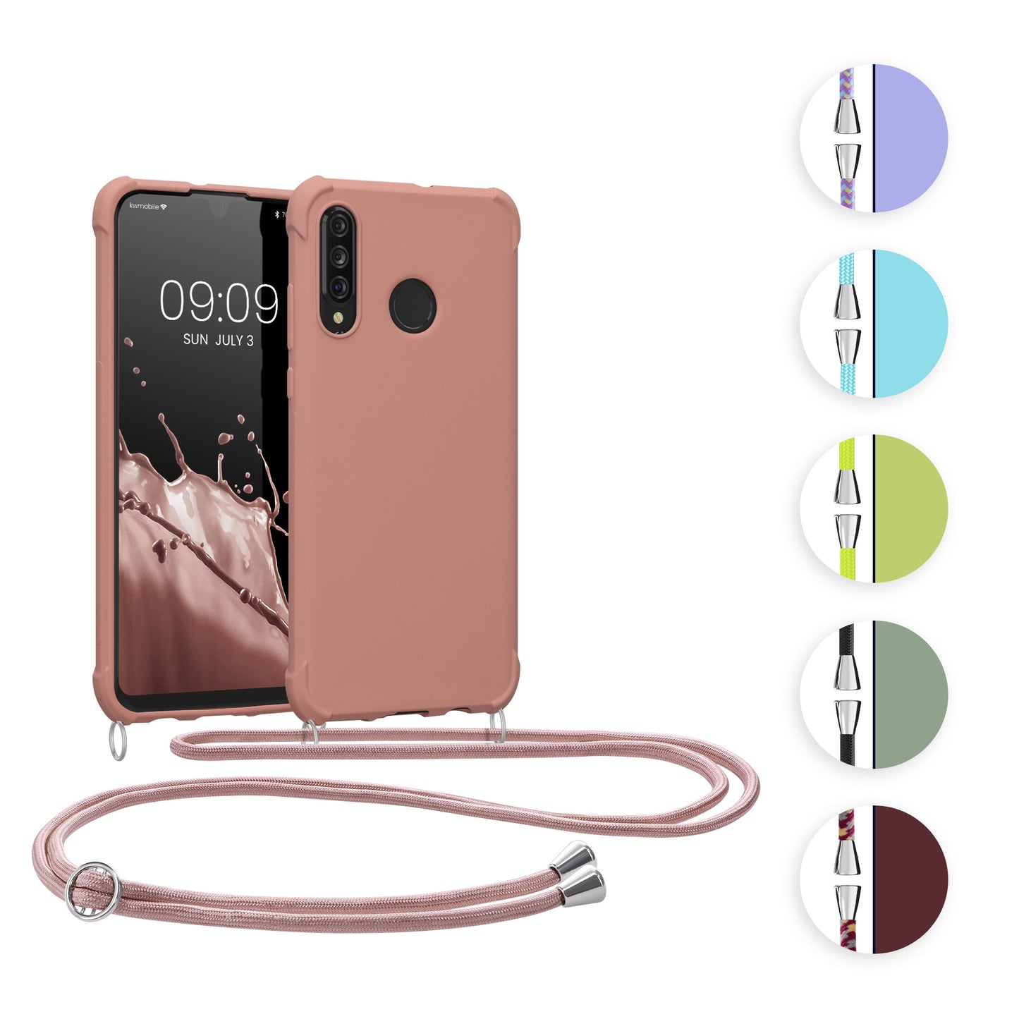 kwmobile Necklace Case kompatibel mit Huawei P30 Lite Hülle - Cover mit Kordel zum Umhängen - Silikon Schutzhülle Petrol Petrol  
