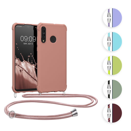 kwmobile Necklace Case kompatibel mit Huawei P30 Lite Hülle - Cover mit Kordel zum Umhängen - Silikon Schutzhülle Petrol Petrol  