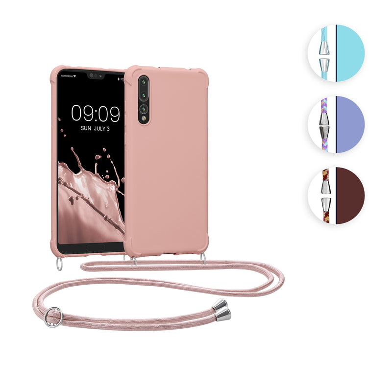 kwmobile Necklace Case kompatibel mit Huawei P20 Pro Hülle - Cover mit Kordel zum Umhängen - Silikon Schutzhülle Perlmutt Perlmutt  
