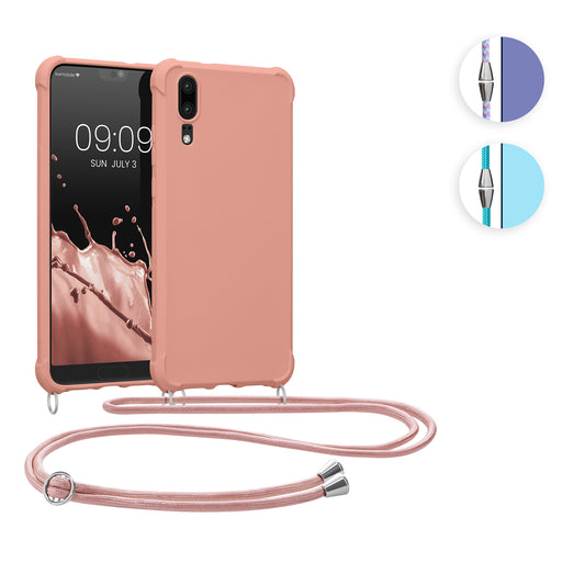 kwmobile Necklace Case kompatibel mit Huawei P20 Hülle - Cover mit Kordel zum Umhängen - Silikon Schutzhülle Perlmutt Perlmutt  